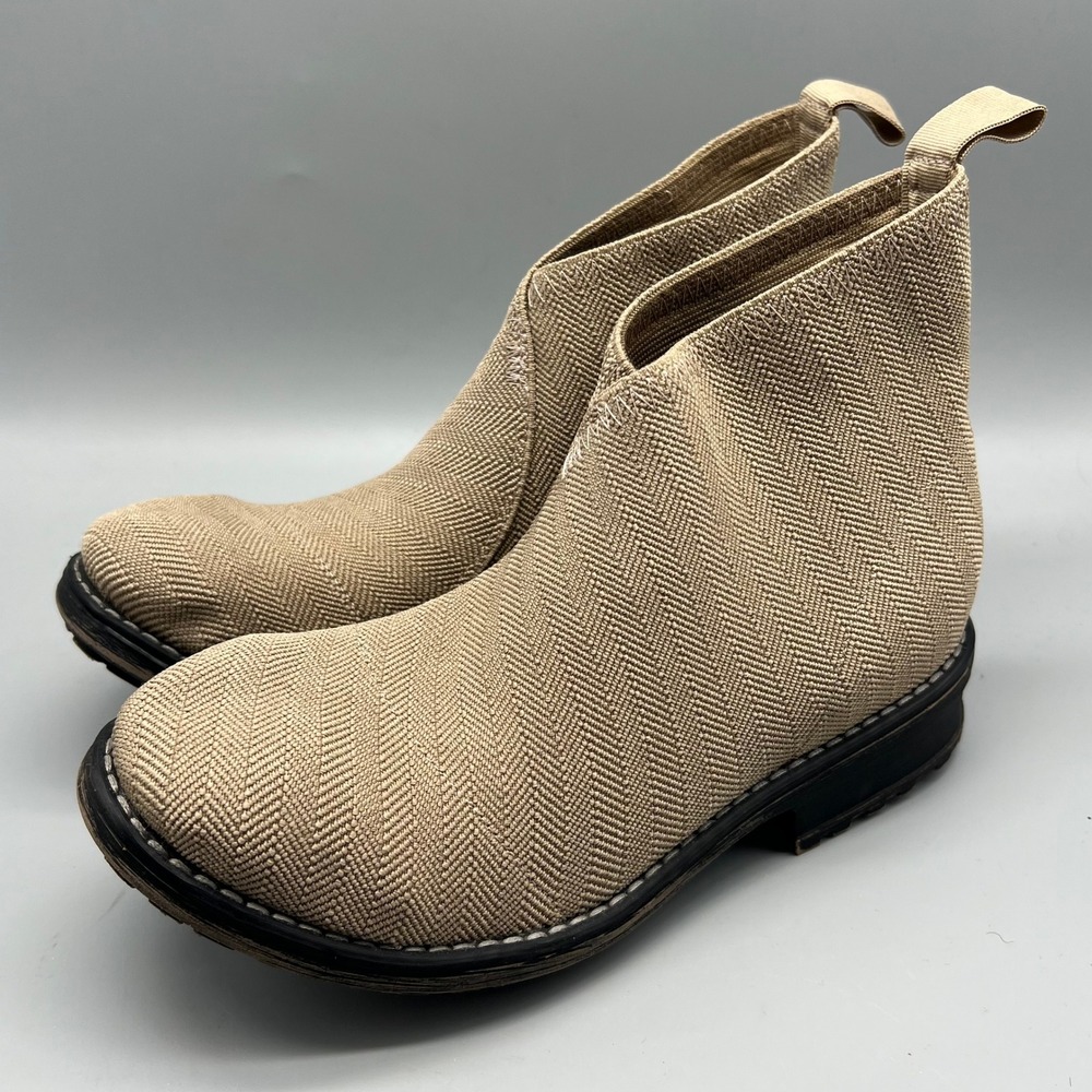 Charleston Shoe Co Barcelona Boot Womens 8 Tan Knit Chelsea Ankle NWOB‎